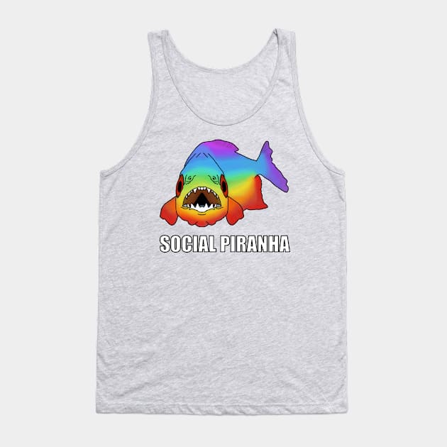 Social Piranha - Rainbow Tank Top by childofthecorn